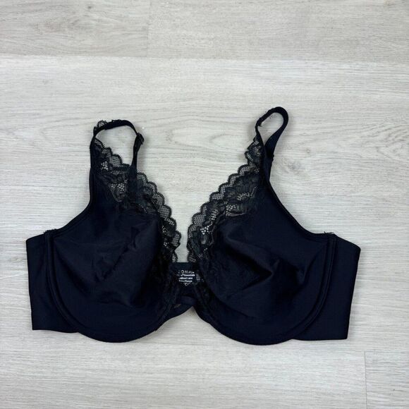 Soma Essentials Unlined Lace Trim Plunge Bra Size 36DD Black NEW - Picture 1 of 3